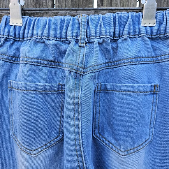 Girls Ruffle Flare Distressed Jeans - Blue 8Y - Picture 11 of 16